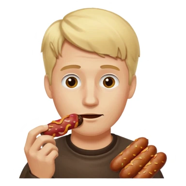 Hombre Rubio con una salchipapas pero la salchicha está quemada sticker