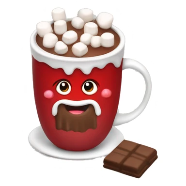 Hot chocolate with marshmallows Christmas red themed sticker
