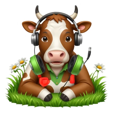 cow with headphones sticker