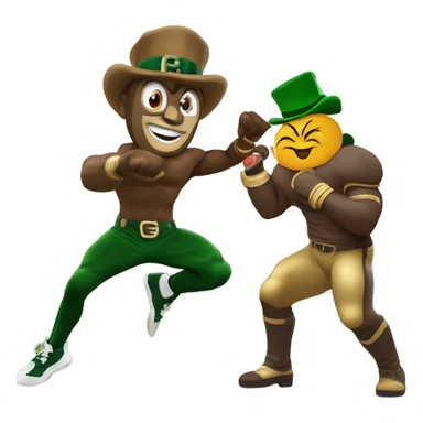 Brutus buckeye, punching, the Notre dame leprechaun  sticker