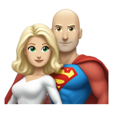 Bald white Superman and blonde superwoman sticker