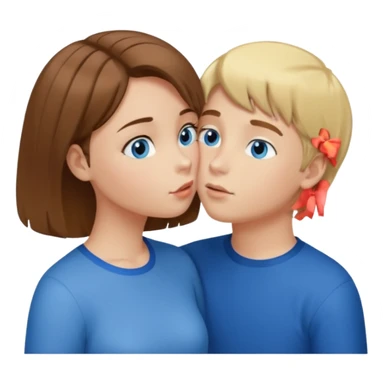 una ragazza con il caschetto marrone che bacia un ragazzo con i capelli biondi e gli occhi azzurri sticker