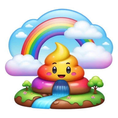 rainbow poop emoji dreamy landscape  sticker