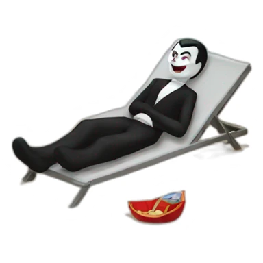 Dracula is sunbathing on the beach  sticker