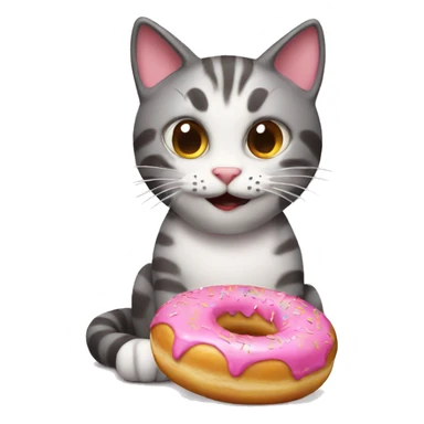 cat eating donut sticker