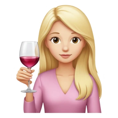 Person long blonde hair pouring light pink wine into glass  sticker
