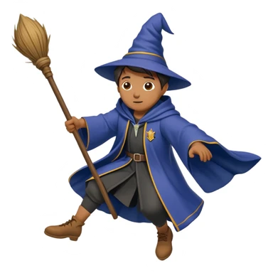 Hogwarts student in wizard robes falling off a broomstick sticker