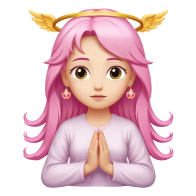 blonde angel woman with long hair meditating with pink hair clips sticker