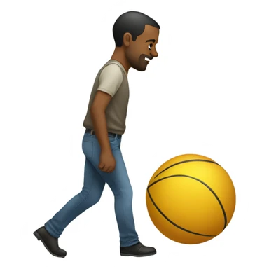 Man walking down  a ball sticker