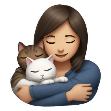 Girl and cat snuggling sticker