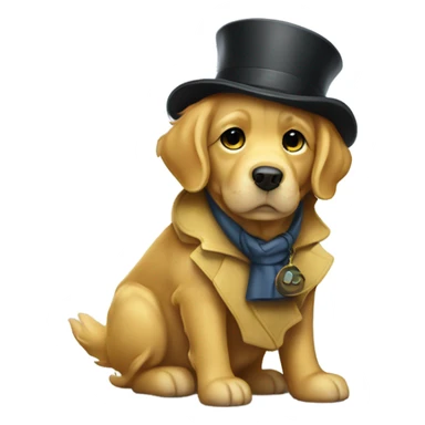 golden retriever dressed up like sherlock holmes sticker