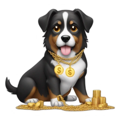 dog with money and gold chain sticker