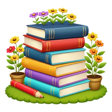Books in a garden sticker