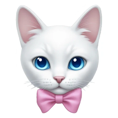 white cat with a pink bow and blue eyes sticker