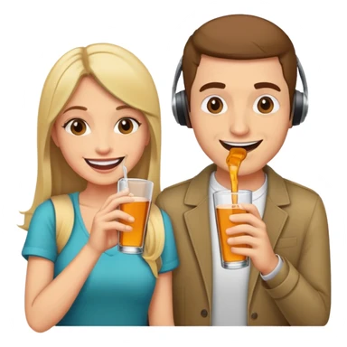 a man and a woman chugging a beatbox drink sticker