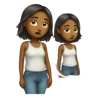 girl trying clothes in front of mirror that is sad sticker