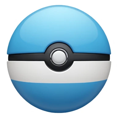 vibrant blue pokeball emoji with a black stripe and highlights, top half vibrant blue, bottom half white sticker