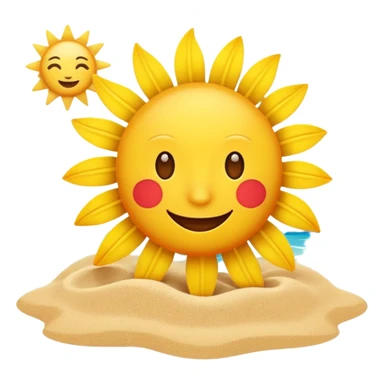 summer emoji, bright and cheerful, featuring sun, beach, tropical elements sticker