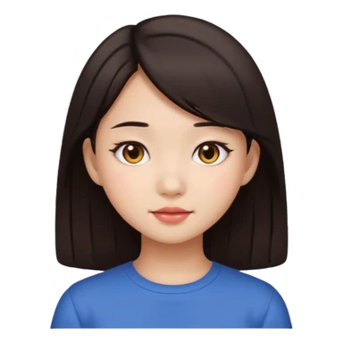 clean girl aesthetic emoji, asian beautiful dark brown hair sticker