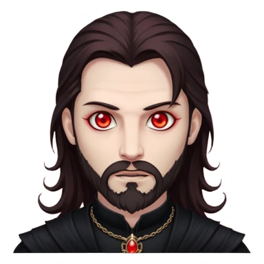 Evil, shadowie Male lord with Red glowing eyes and Long darkBrown Hair and chin beard sticker