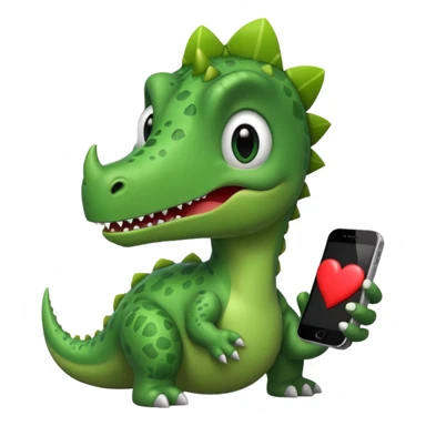 Dinosaur with Iphone looking in with heart eyes sticker