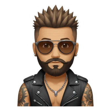 biker gang with sunglass and rugged guy bearded spicks hairin tatoots sticker