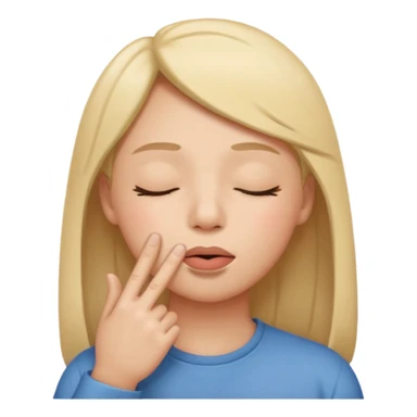 una cara con los ojos cerrados y con un dedo en la boca sticker