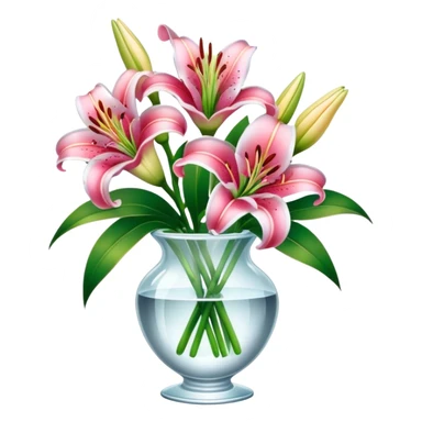 Bouquet lily flowers crystal vase sticker