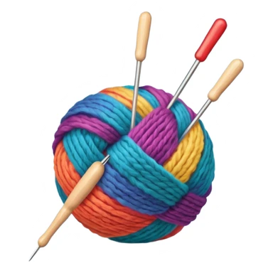 ball of wool with 2 knitting needles sticker