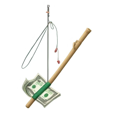 Fishing pole catching cash sticker