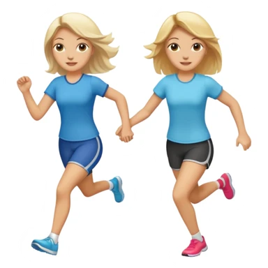 2 white women running holding hands one blonde one brunette sticker