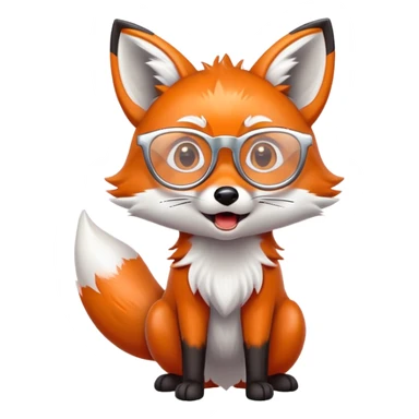 A surprised fox with sparkling fur, a glowing tail, a silver star on its forehead, and round glasses, with wide open mouth and eyes, looking shocked or scared. 🦊😱 sticker