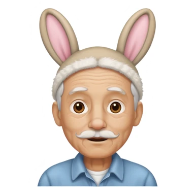 old man with bunny ears sticker