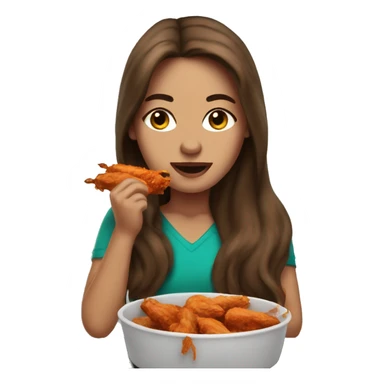 Long brown hair women with teal eyes eating Buffalo wings in her car sticker