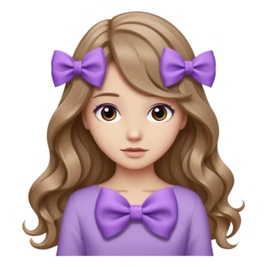 light brown open wavy long hair from behind with a medium lilac bow sticker
