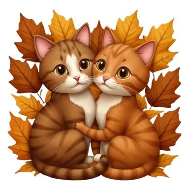 Brown cat kisses cat on autumn  sticker