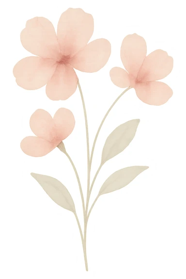 pink flowers, watercolor style sticker