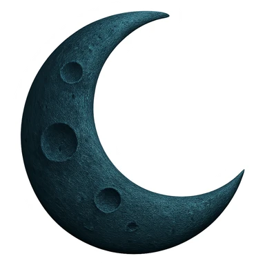 Make this moon more realistic with subtle craters and natural shading, keeping the dark cyan color. No background, transparent. sticker