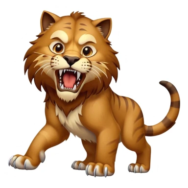 saber-toothed cat with extremely long, exaggerated canine teeth extending far beyond the jaw sticker