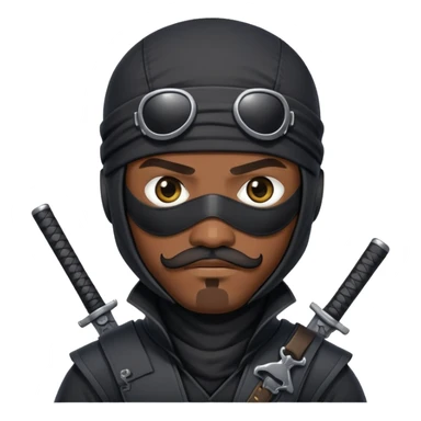 african-american ninja mercenary android with mustache and eye-patch sticker