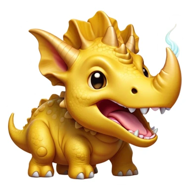 Cinematic Cute Yawning Triceratops Portrait Emoji, Head tilted slightly with a dramatic, wide-open yawn, showcasing a robust, horned body with a frilled head and sleepy, half-closed eyes, Simplified yet irresistibly cute features, highly detailed, glowing with a soft, cozy prehistoric glow, high shine, relaxed yet expressive, stylized with a dash of whimsical ancient charm, soft glowing outline, capturing the essence of a drowsy yet affectionate Triceratops that appears ready to stretch and yawn its way out of the screen! sticker
