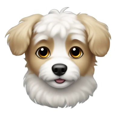 Slightly fluffy dog Small dog’s face with white muzzle, black fur around eyes and connects to floppy short ears, black nose, and a curious, sweet expression. sticker