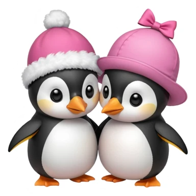 2 pinguini che si danno un bacio.Uno deve avere un fiocchetto rosa in testa ed uno il cappello di luffy di one piece sticker