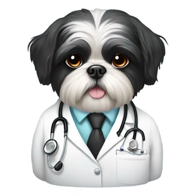 Black Shih tzu as doctor sticker
