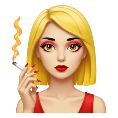 Baddie smoking yellow face with lashes and nails  sticker