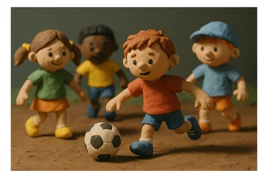 children playing soccer sticker