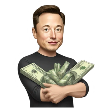 Elon musk holding money sticker