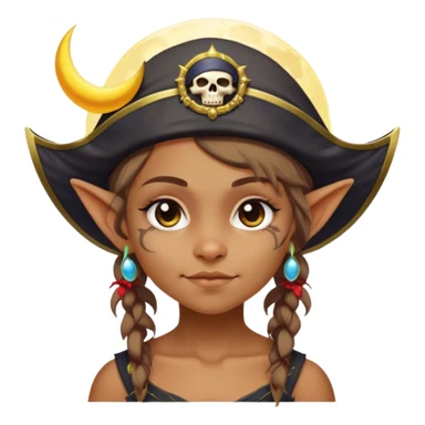 A cute pirate goblin girl with a moon halo sticker