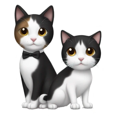 Black and white cat short haired tuxedo with brown haired girl sticker
