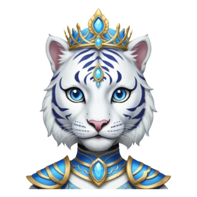 ESO Female white tiger khajiit leader of the umbral rose, blue eyes, blue 'third eye' gem, tiara for leadership ruling sticker